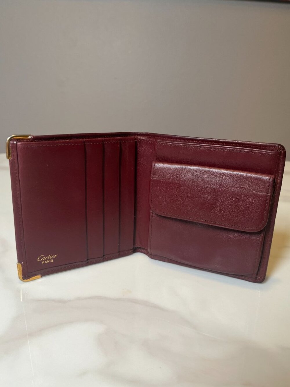 Cartier Must de Cartier Burgundy Leather Bifold Wallet Full Inclusion - Picture 8 of 12